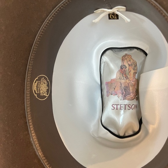 Vintage Stetson hat tall brim dark brown cowboy hat - Picture 3 of 10